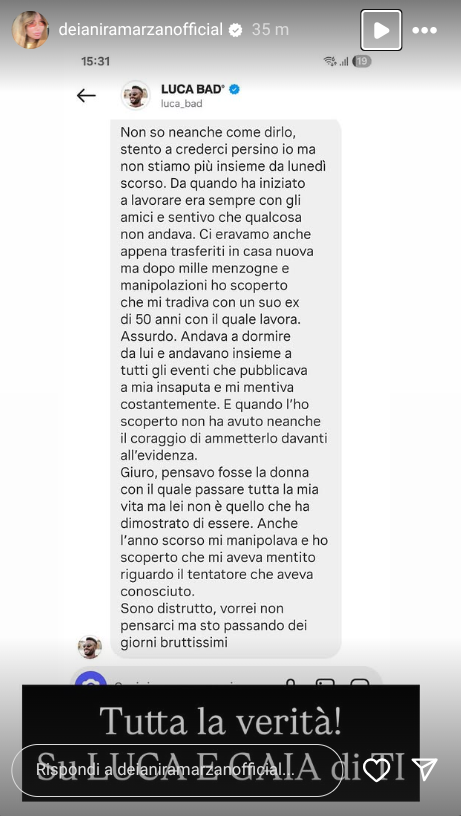 Temptation lsland, è finita tra Luca Bad e Gaia Vimercati, le parole di lui: “Mi tradiva con un suo ex di 50 anni” Temptation lsland, è finita tra Luca Bad e Gaia Vimercati, le parole di lui: “Mi tradiva con un suo ex di 50 anni”