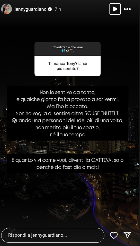 Temptation Island, Jenny Guardiano torna a parlare dell’ex Tony Renda: “Qualche giorno fa mi ha…”